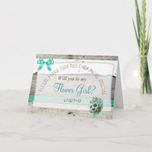 Wordt je mijn Bloemenmeisje Rustic Wood Card?