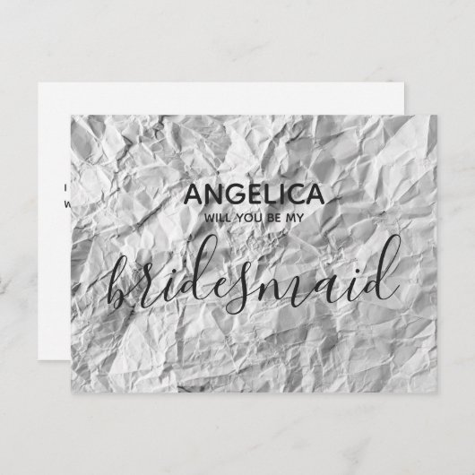 Wordt je mijn bruidsmeisje kreupelpapier? uitnodiging briefkaart (Voorkant / Achterkant)