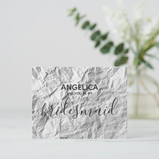 Wordt je mijn bruidsmeisje kreupelpapier? uitnodiging briefkaart (Staand voorkant)