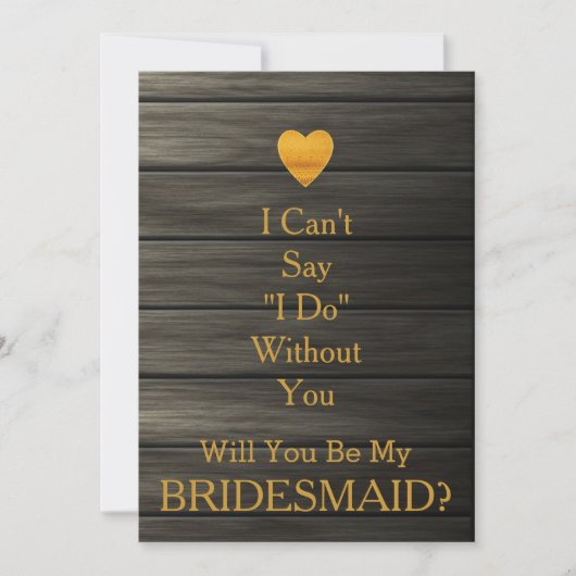 Wordt jij mijn Bridesmaid Gold Heart GlitterWooden Kaart (Voorkant)
