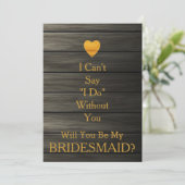 Wordt jij mijn Bridesmaid Gold Heart GlitterWooden Kaart (Staand voorkant)