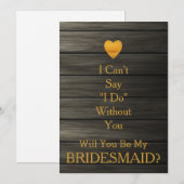 Wordt jij mijn Bridesmaid Gold Heart GlitterWooden Kaart (Voorkant / Achterkant)