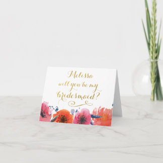 Wordt jij mijn Bridesmaid GOLD Typografie Card