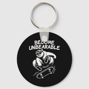 Wordt Onverdraaglijk Grappige Skateboardende Beer  Sleutelhanger