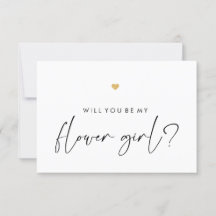 Wordt u mijn Bloemenmeisje Card Script Gold Heart?