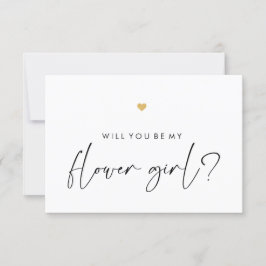 Wordt u mijn Bloemenmeisje Card Script Gold Heart? Kaart