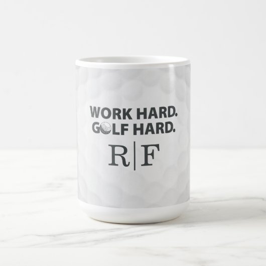 Work Hard Golf Hard Monogram Initial Retro Style Koffiemok (Center)