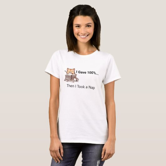 "Work Hard, Nap Harder" T-shirt (Voorkant volledig)
