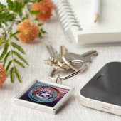 Work Hard Play Hard In The USA Keychain (Zijkant)