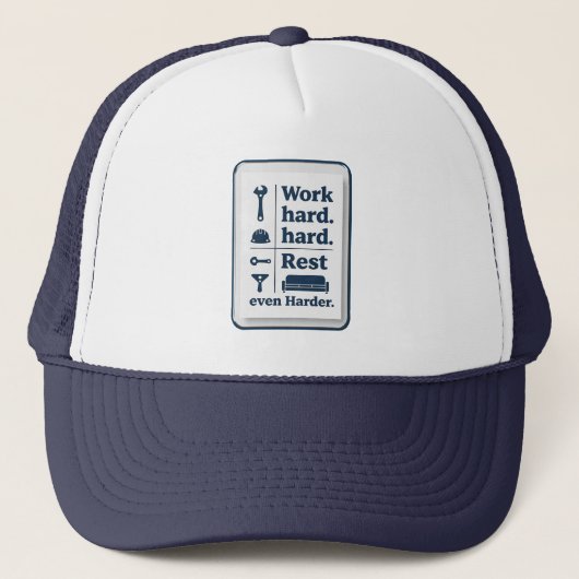 Work Hard Rest Even Harder Minimal Worker Design Trucker Pet (Voorkant)