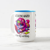 Work Hard Tweekleurige Koffiemok (Voorkant links)