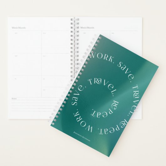 Work Save Travel Repeat Personalized Planner (Devant avec enveloppe)