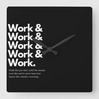 Work Stylish Wall Clock , square acrylic. Vierkante Klok