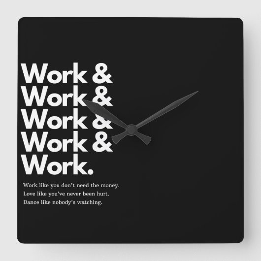 Work Stylish Wall Clock , square acrylic. Vierkante Klok (Voorkant)