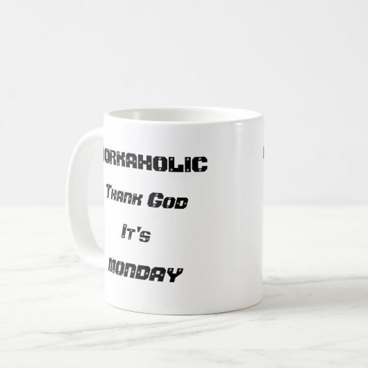 Workaholic White 11 oz Classic Mok (Voorkant links)