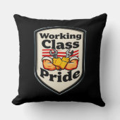 Working Class Pride Badge – Blue Collar Worker Kussen (Voorkant)