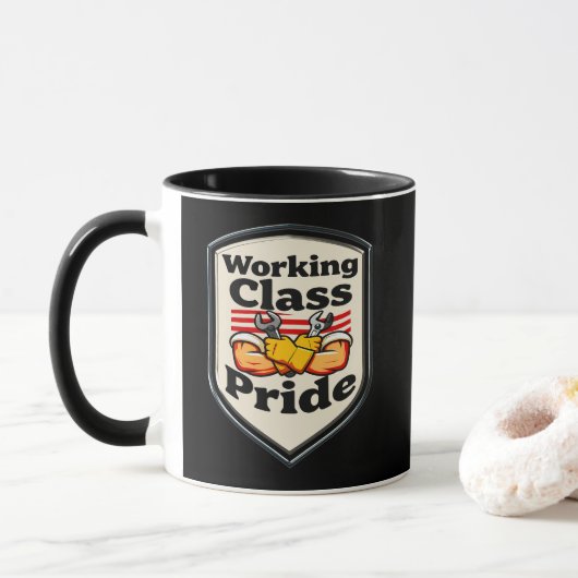 Working Class Pride Badge – Blue Collar Worker Mok (Met donut)