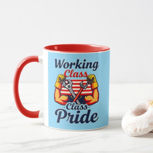 Working Class Pride Strong Arms Design Mok (Met donut)