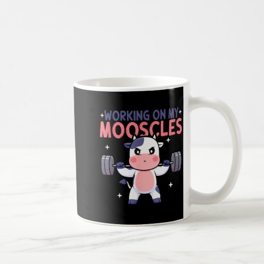 Working On My Mooscles Moo Muscles Workout Design  Koffiemok (Rechts)