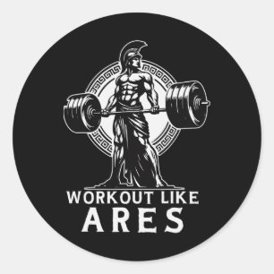 Workout als Ares Griekse God Bodybuilding Fitness Ronde Sticker