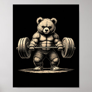 Workout Beer Deadlifter Funny Gym T-shirt Lifting  Poster