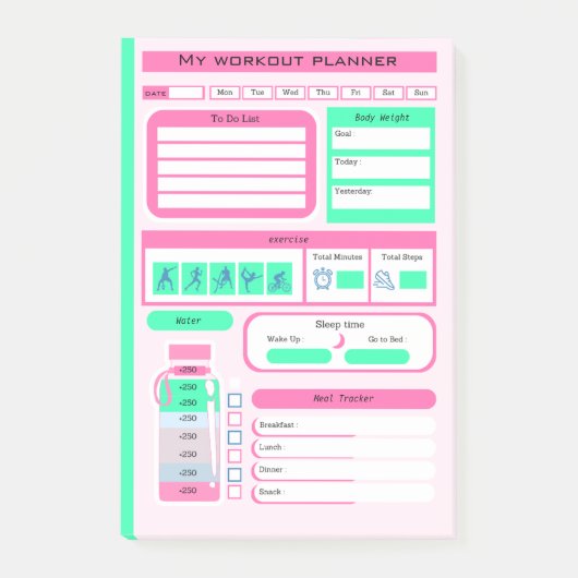 Workout Dagelijkse Schema maaltijd en gewicht trac Post-it® Notes (Voorkant)