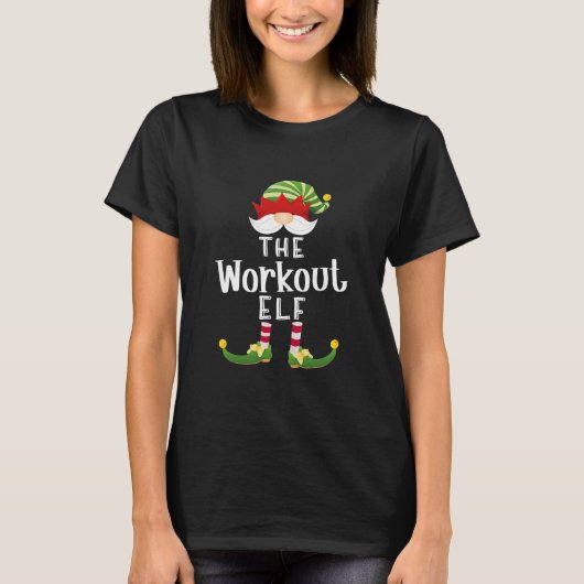 Workout Elf Group met kerstcadeautjes T-shirt (Voorkant)