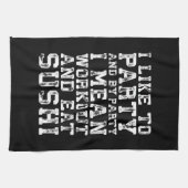 Workout en eet sushi (ik hou van feesten) - Grappi Theedoek (Horizontaal)