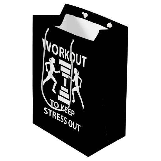 Workout Fitness Oefening Medium Cadeauzakje (Voorkant Gekanteld)