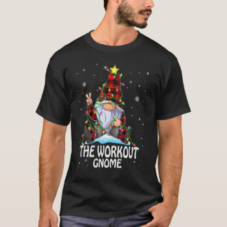Workout Gnome Buffalo Plaid Matching Christmas Tre T-shirt
