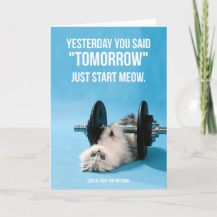 Workout Grappige Motivatie - Cat - Start Meow Kaart
