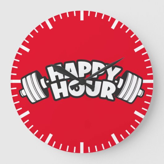 Workout - Happy Hour - Funny Gym Motivatie Grote Klok (Voorkant)