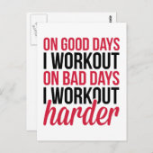 Workout Harder Gym Quote Briefkaart (Voorkant / Achterkant)