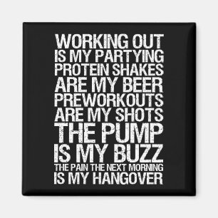 Workout is mijn feesten - Gym Motivatie Magneet