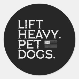 Workout Lift Zware Huisdieren US Flag Gym Fitness  Ronde Sticker