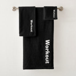 Workout Logo Zwart Bad Handdoek