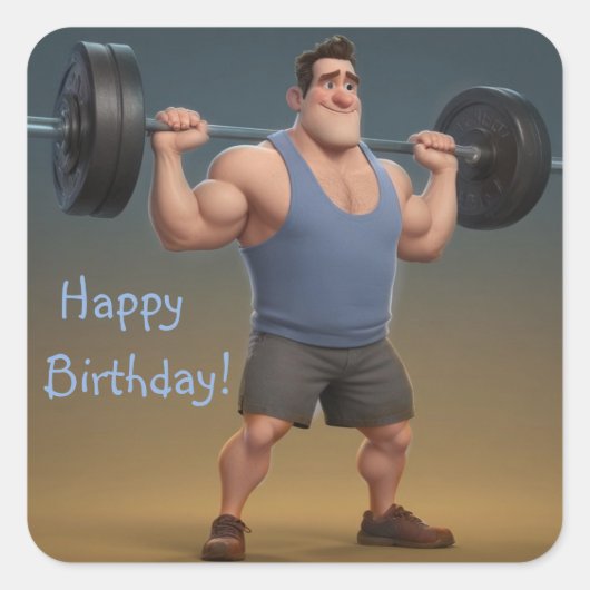 Workout Man Vierkante Sticker (Voorkant)