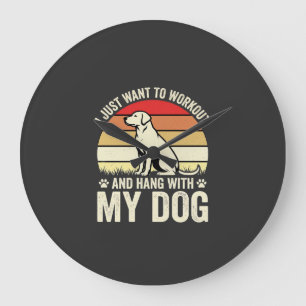 Workout Met Mijn Hond Retro Zonsondergang Grote Klok