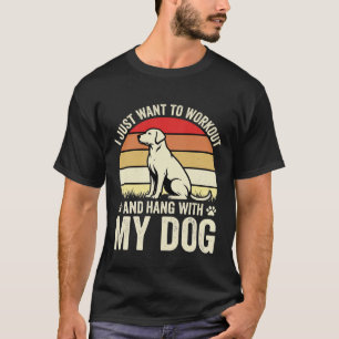 Workout Met Mijn Hond Retro Zonsondergang T-shirt