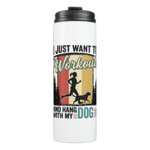 Workout Met Mijn Hond Vintage Hardloopshirt Ontwer Thermosbeker