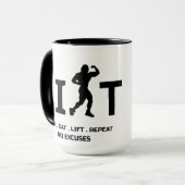Workout Motivation Mug - LIFT and Train Hard Mok (Voorkant links)