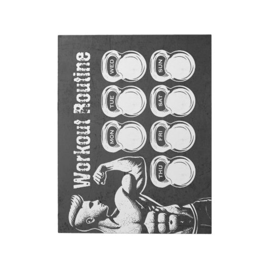 Workout Routine Wekelijkse Planner Chic Gym Kettle Notitieblok (Gedraaid)