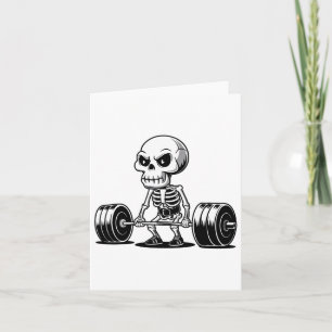Workout Skeleton Deadlifter Funny Gym Lifting Moti Kaart