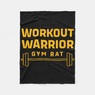 Workout Warrior Bodybuilding Funny Gym Rat Fleece Deken
