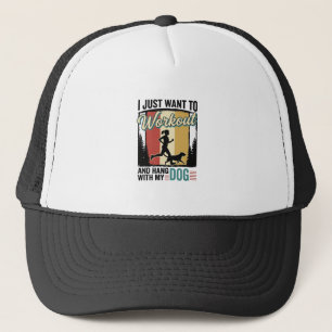 Workout With My Dog Vintage Running Shirt Design_1 Trucker Pet