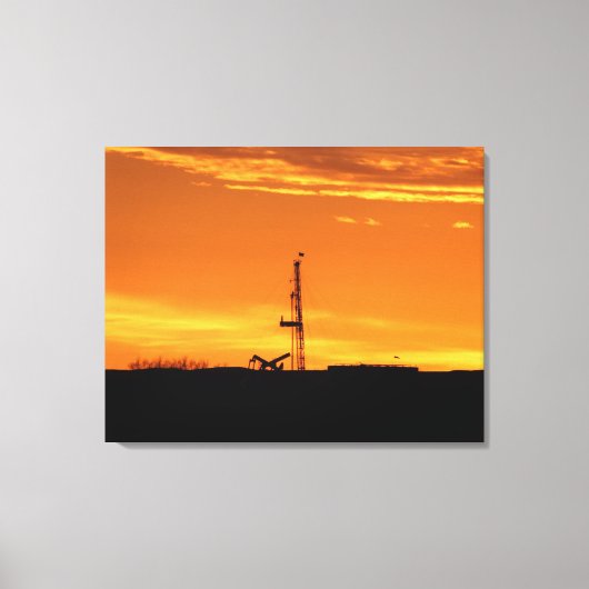 Workover Rig Silhouet bij zonsondergang Canvas Afdruk (Voorkant)