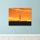 Workover Rig Silhouet bij zonsondergang Canvas Afdruk (Insitu (Houten vloer))