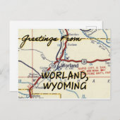 Worland Wyoming  Map Briefkaart (Voorkant / Achterkant)