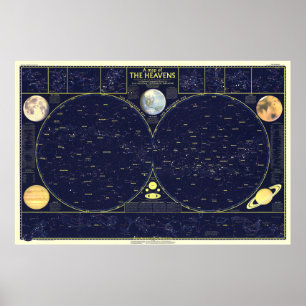 "World: 1957 The Heavens map 1/2 ... Poster