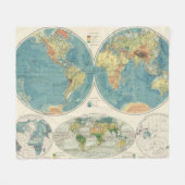 World Atlas Map 2 Fleece Deken (Voorkant (Horizontaal))